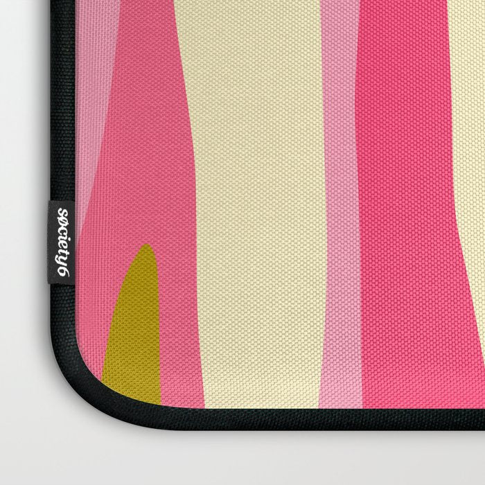 Abstract Wild Stripes Pattern in Pink and Olive Yellow Laptop Sleeve Gallery Image 3