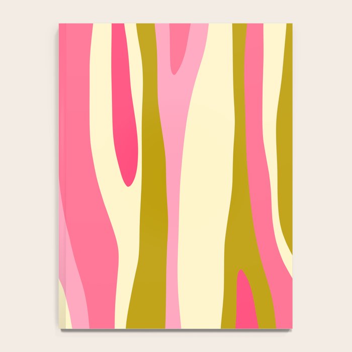 Abstract Wild Stripes Pattern in Pink and Olive Yellow Notebook Gallery Image 4