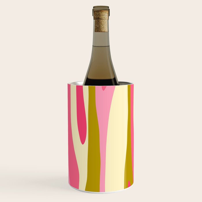 Abstract Wild Stripes Pattern in Pink and Olive Yellow Wine Chiller Gallery Image 3