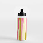Abstract Wild Stripes Pattern in Pink and Olive Yellow Water Bottle Gallery Image 2