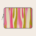Abstract Wild Stripes Pattern in Pink and Olive Yellow Laptop Sleeve Gallery Image 1