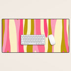 Abstract Wild Stripes Pattern in Pink and Olive Yellow Desk Mat Gallery Image 1