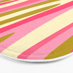 Abstract Wild Stripes Pattern in Pink and Olive Yellow Bath Mat Gallery Image 3