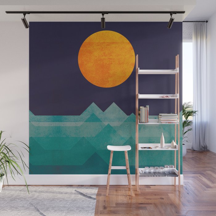 The ocean, the sea, the wave - night scene Wall Mural Gallery Image 1