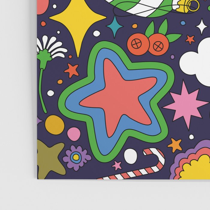 60s 70s psychedelic Modern Christmas Confetti Pattern Poster Gallery Image 3