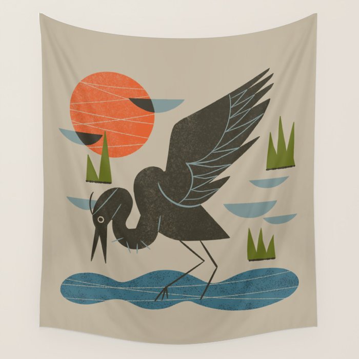 Happy Heron Wall Tapestry Gallery Image 1