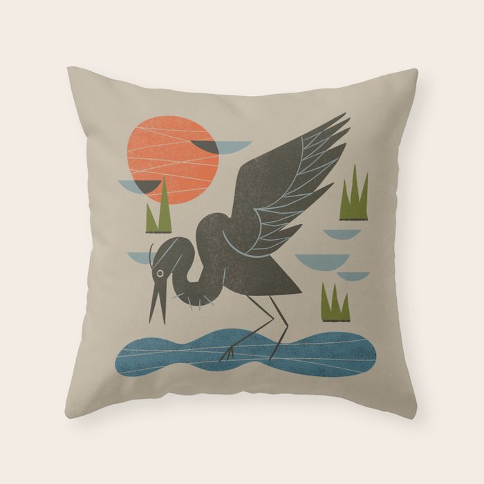 Happy Heron Throw Pillow Gallery Image 1