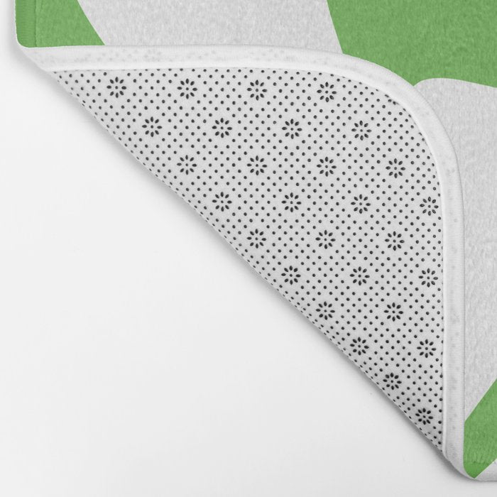 Retro Liquid Swirl Abstract Square in Bright Lime Green and White Bath Mat Gallery Image 2