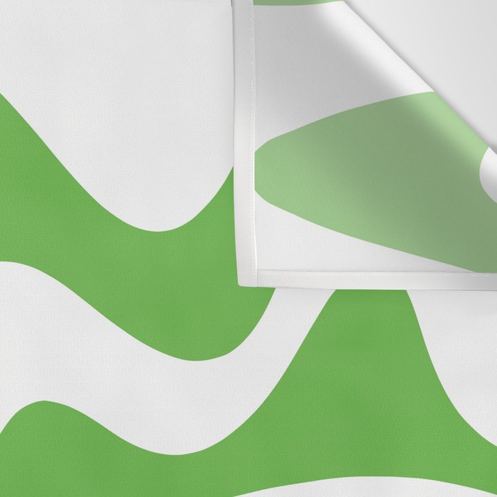 Retro Liquid Swirl Abstract Square in Bright Lime Green and White Wall Tapestry Gallery Image 3
