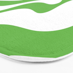 Retro Liquid Swirl Abstract Square in Bright Lime Green and White Bath Mat Gallery Image 3