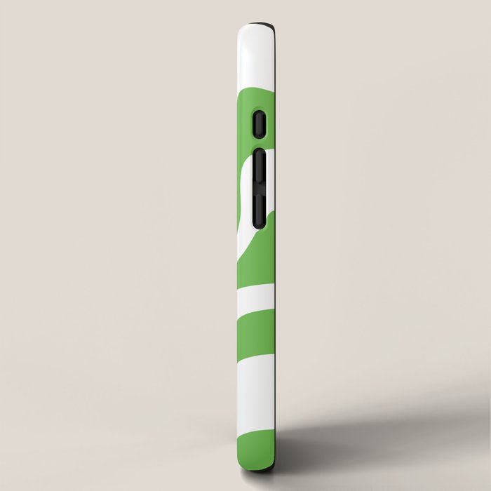 Retro Liquid Swirl Abstract Square in Bright Lime Green and White iPhone Case Gallery Image 2