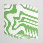 Retro Liquid Swirl Abstract Square in Bright Lime Green and White Wrapping Paper Gallery Image 3