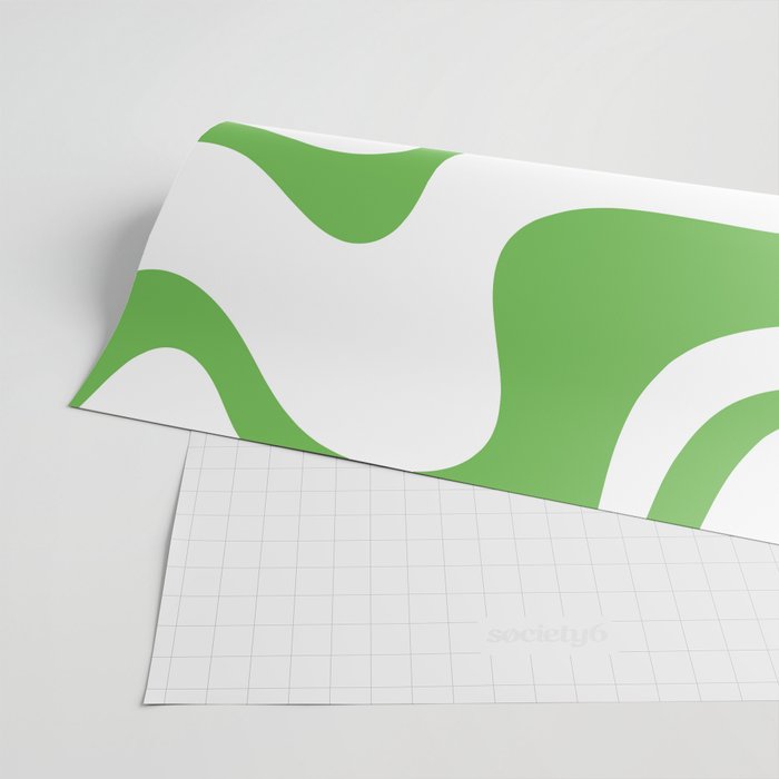 Retro Liquid Swirl Abstract Square in Bright Lime Green and White Wrapping Paper Gallery Image 2