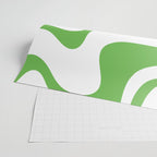 Retro Liquid Swirl Abstract Square in Bright Lime Green and White Wrapping Paper Gallery Image 2