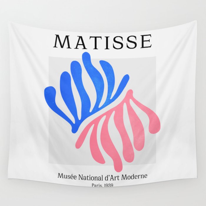 Blue & Pink Leaves: Matisse Series 01 Wall Tapestry Gallery Image 1