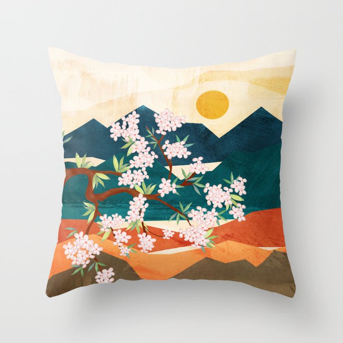 Warm spring sunshine beneath the ridge  Throw Pillow Gallery Image 6
