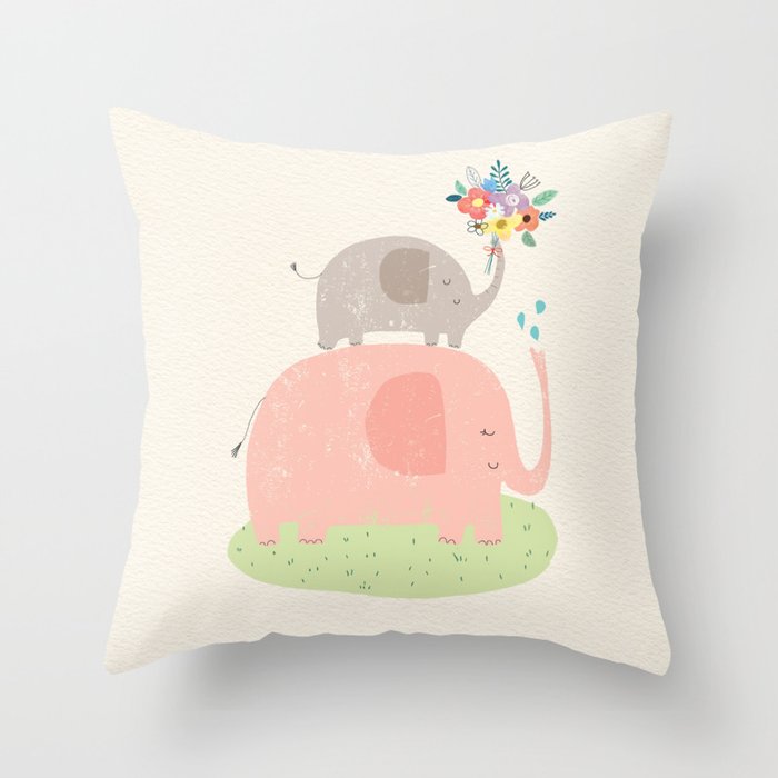 Elephants Throw Pillow Gallery Image 1