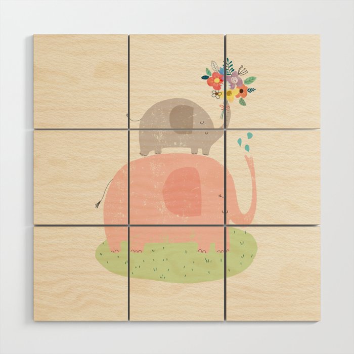 Elephants Wood Wall Art Gallery Image 1