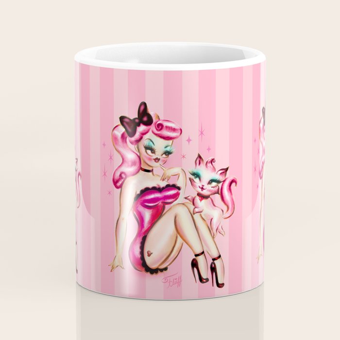 Smitten Kitten Pinup Doll Coffee Mug Gallery Image 4