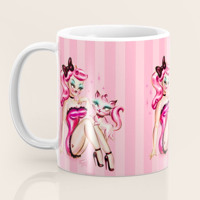 Smitten Kitten Pinup Doll Coffee Mug Gallery Image 3