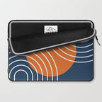 Mid Century Modern Geometric 133 in Navy Blue and vintage orange (Sun and Rainbow Abstract) Laptop Sleeve Gallery Image 2