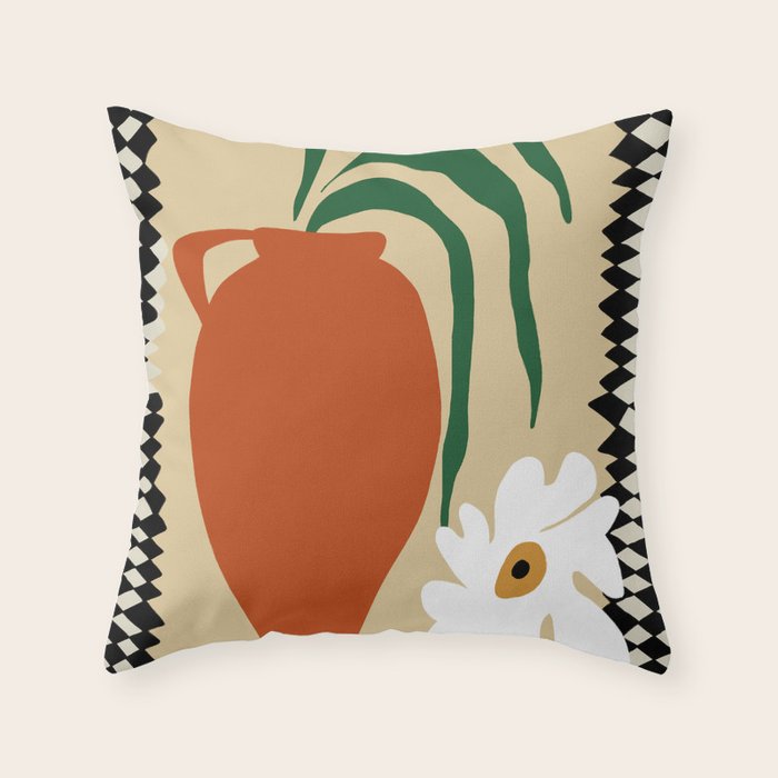 Happy flower fall pottery  Throw Pillow Gallery Image 1