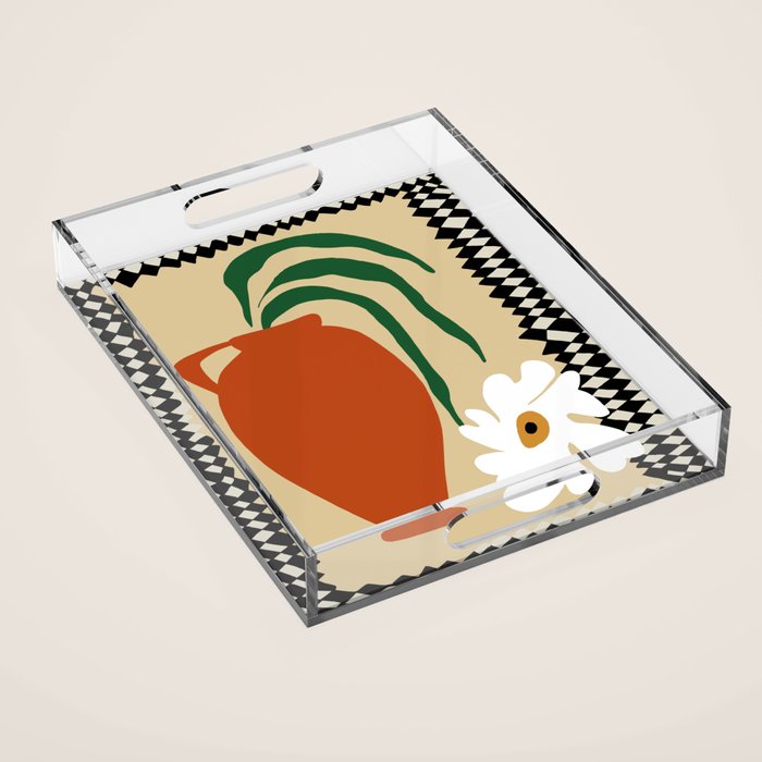 Happy flower fall pottery  Acrylic Tray Gallery Image 1