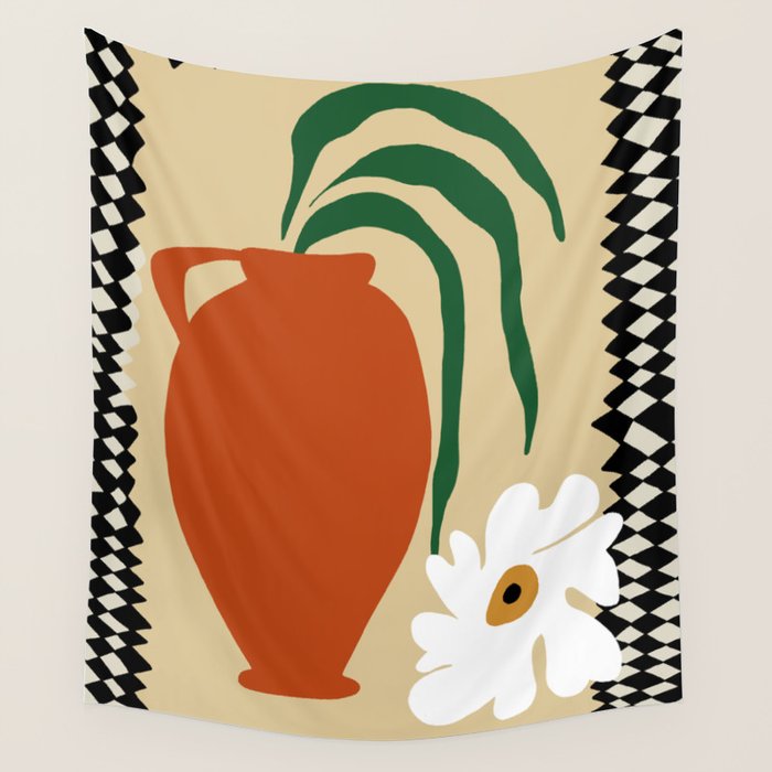 Happy flower fall pottery  Wall Tapestry Gallery Image 1