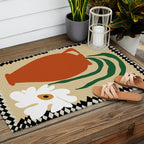Happy flower fall pottery  Outdoor Rug Gallery Image 2
