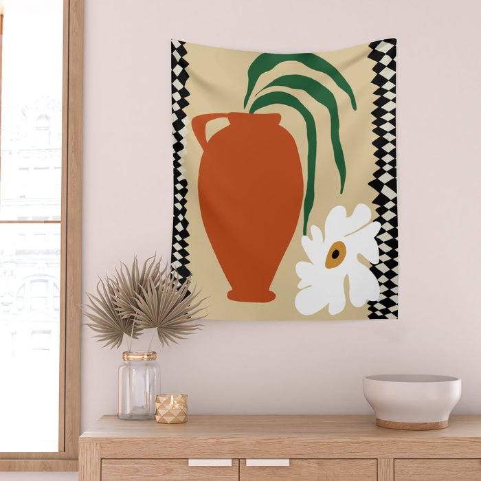 Happy flower fall pottery  Wall Tapestry Gallery Image 2