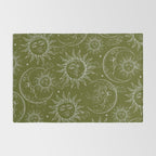 Olive Green Celestial Magic Sun Moon Stars Rug Gallery Image 2