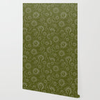 Olive Green Celestial Magic Sun Moon Stars Wallpaper Gallery Image 2