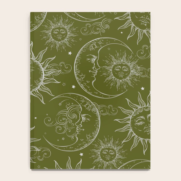Olive Green Celestial Magic Sun Moon Stars Notebook Gallery Image 4