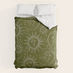 Olive Green Celestial Magic Sun Moon Stars Comforter Gallery Image 6