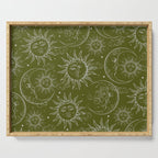 Olive Green Celestial Magic Sun Moon Stars Serving Tray Gallery Image 1