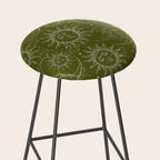 Olive Green Celestial Magic Sun Moon Stars Stool Gallery Image 2