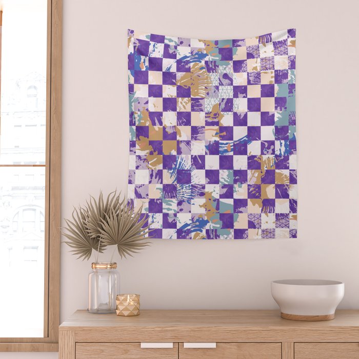 Grid of artistic strokes L Wall Tapestry Gallery Image 2