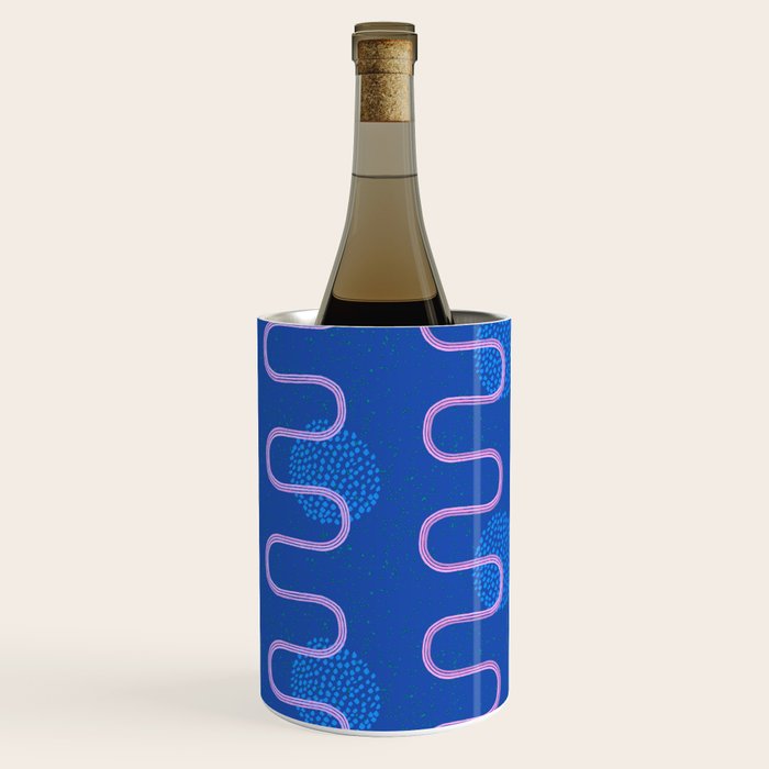 Abstract Fields in Navy Blue & Pastel Pink Wine Chiller Gallery Image 2