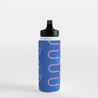 Abstract Fields in Navy Blue & Pastel Pink Water Bottle Gallery Image 3