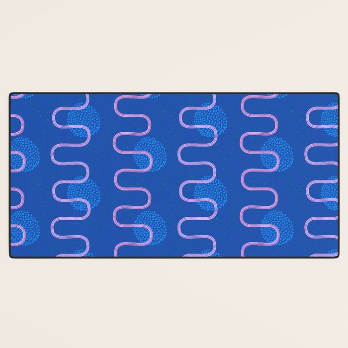 Abstract Fields in Navy Blue & Pastel Pink Desk Mat Gallery Image 3