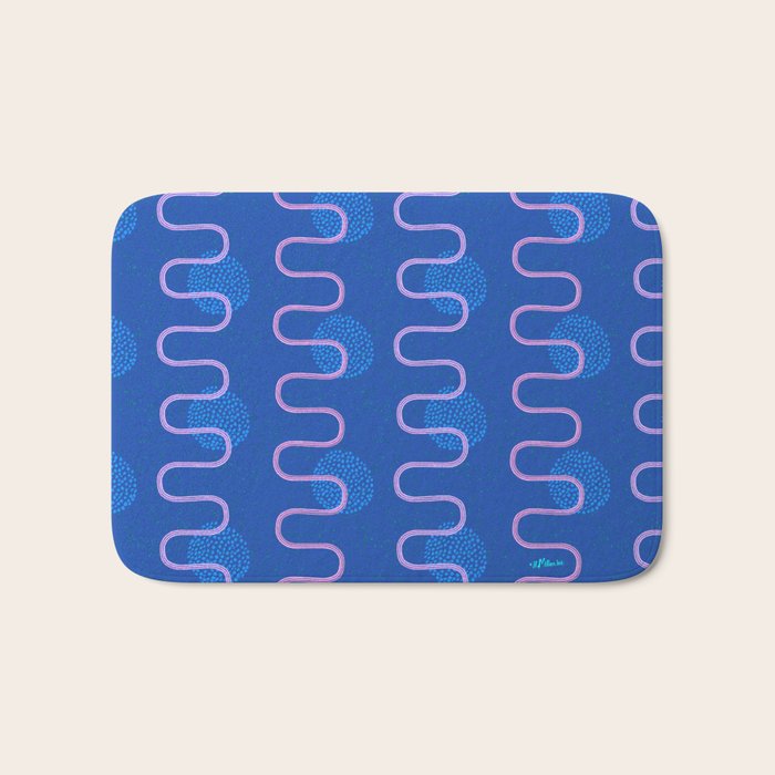 Abstract Fields in Navy Blue & Pastel Pink Bath Mat Gallery Image 1