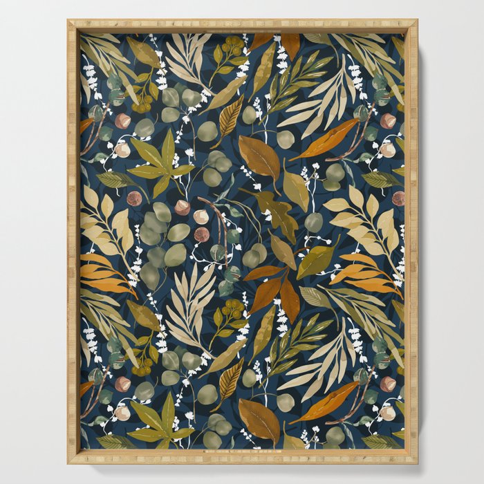 Fall leafy nature dark A Serving Tray Gallery Image 1