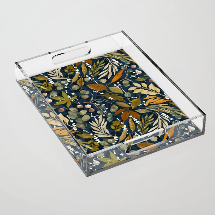 Fall leafy nature dark A Acrylic Tray Gallery Image 1