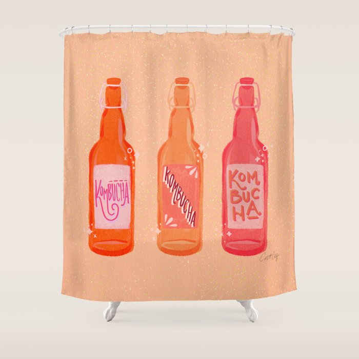 Kombucha Bottles - Pink Shower Curtain Gallery Image 1
