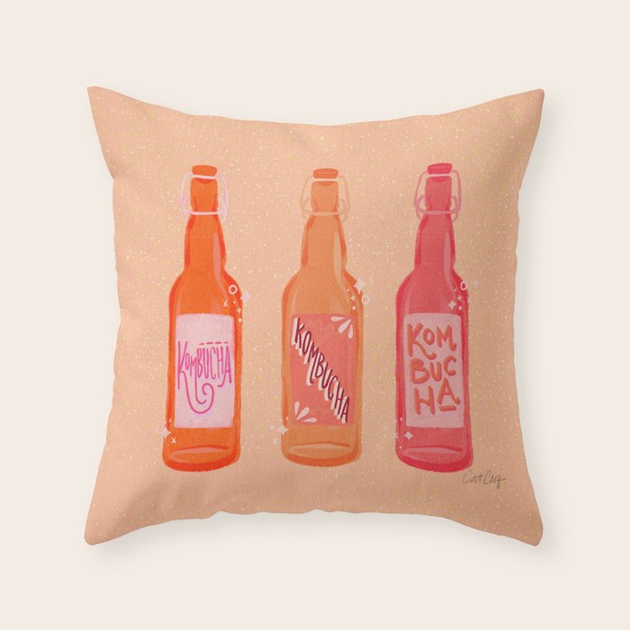 Kombucha Bottles - Pink Throw Pillow Gallery Image 6