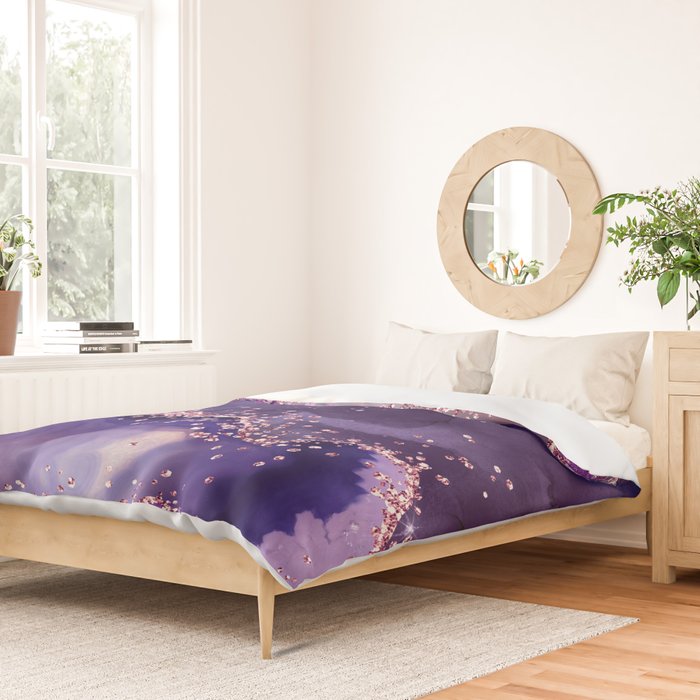 Glitter Agate Purple Pink Indigo Geode Marble Pattern Duvet Cover Gallery Image 2