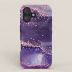 Glitter Agate Purple Pink Indigo Geode Marble Pattern iPhone Case Gallery Image 1
