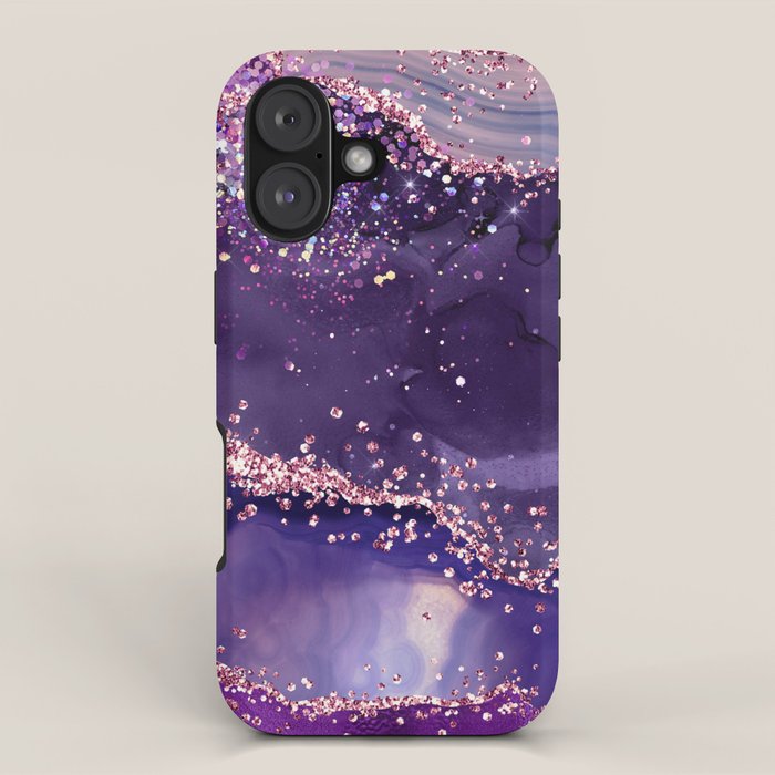 Glitter Agate Purple Pink Indigo Geode Marble Pattern iPhone Case Gallery Image 1