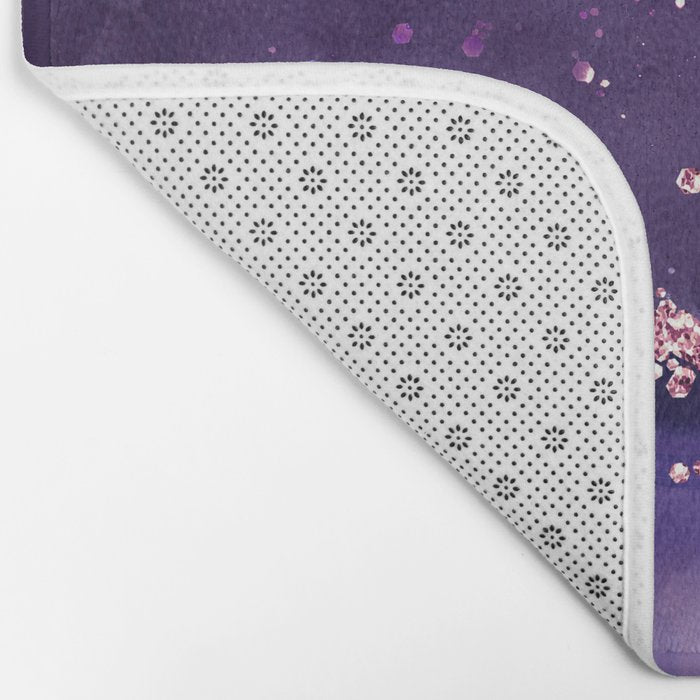 Glitter Agate Purple Pink Indigo Geode Marble Pattern Bath Mat Gallery Image 2