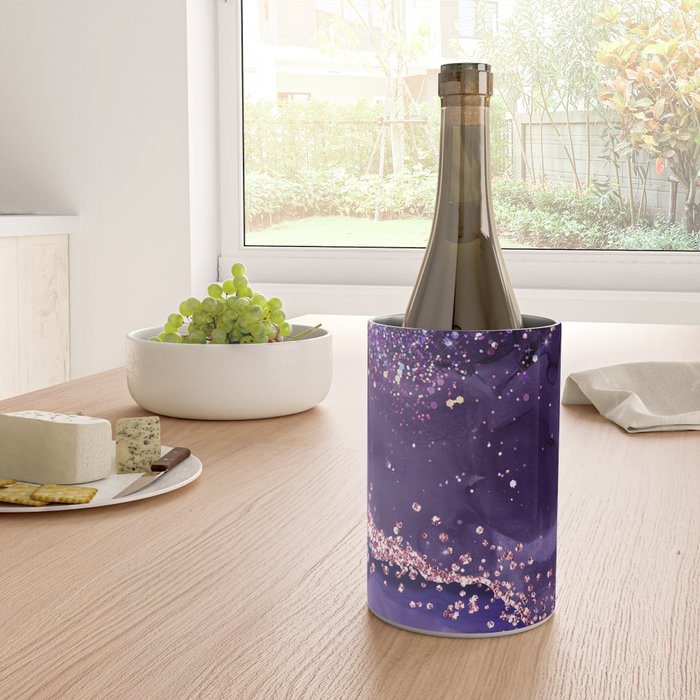 Glitter Agate Purple Pink Indigo Geode Marble Pattern Wine Chiller Gallery Image 4